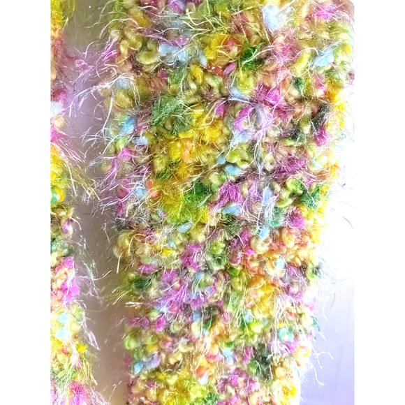 Pastel Winter Scarf Rectangle 54 X 5" Heavy Pink Yeoole Metallic Silver Threads - Picture 2 of 7